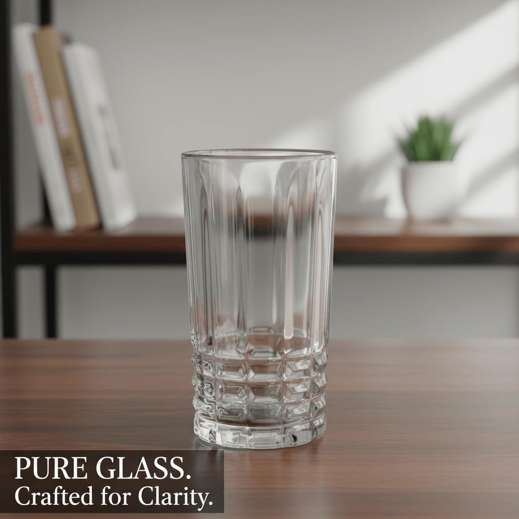 Set of 6 Diamond Pattern Highball Glasses - 280ml (11.8oz) Crystal Clear Drinking Glasses, Elegant Geometric Glassware for Cocktails, Water & Juice, Vintage Style Barware Set