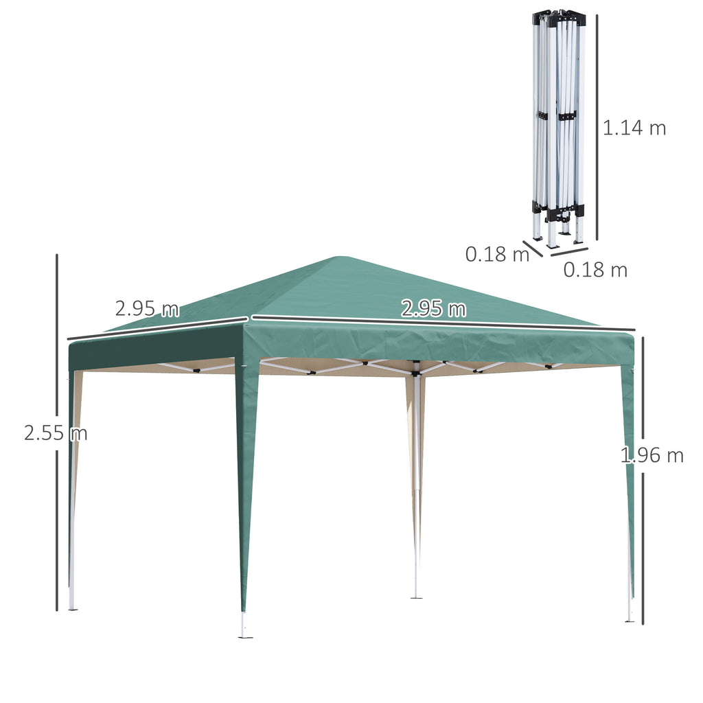 Pop Up Gazebo 3x3m Heavy Duty – Powder-Coated Steel Frame, Guy Ropes & Ground Stakes Included, Carrying Bag | Garden Party Tent & Marquee for BBQ, Wedding & Outdoor Events | White, Green or Grey