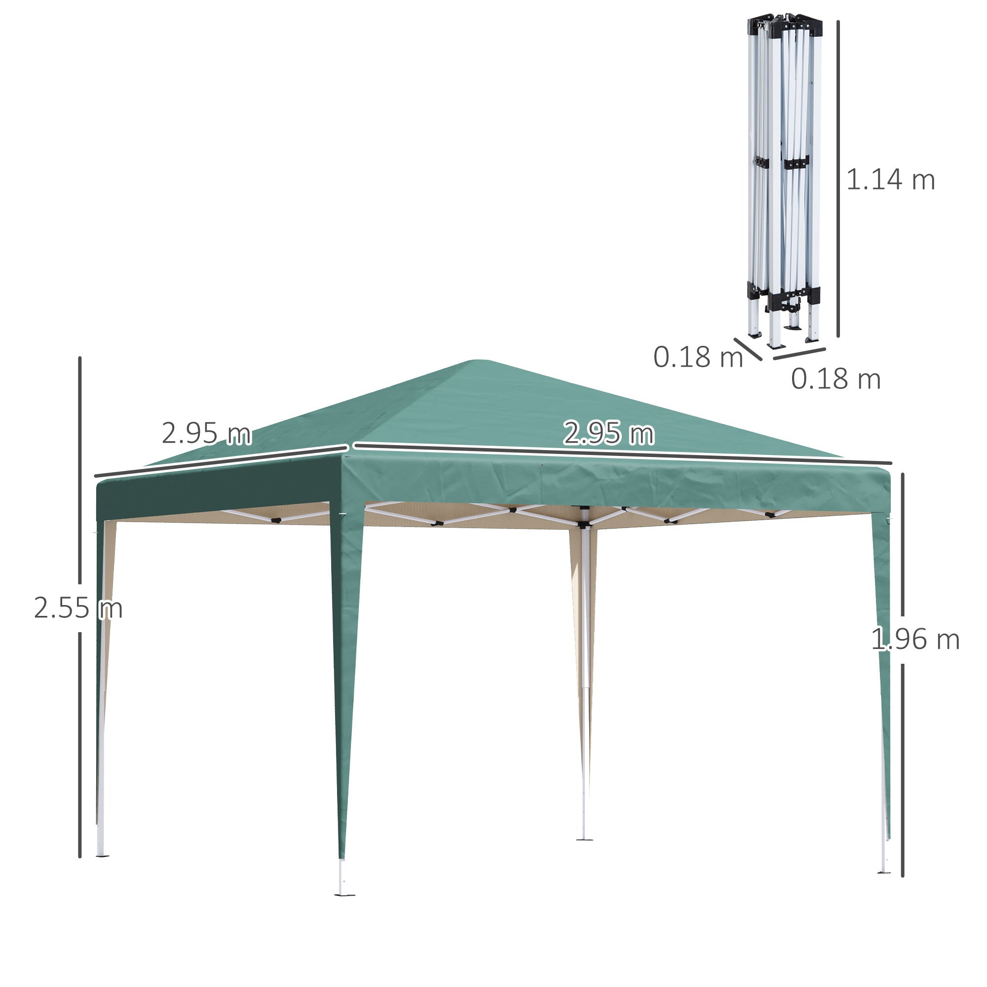 Pop Up Gazebo 3x3m Heavy Duty – Powder-Coated Steel Frame, Guy Ropes & Ground Stakes Included, Carrying Bag | Garden Party Tent & Marquee for BBQ, Wedding & Outdoor Events | White, Green or Grey