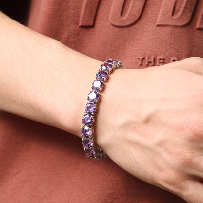 1pc 8mm Purple Tennis Chain Wedding Anniversary Concert Daily Bracelet Accessories Men's and Women's Thanksgiving Christmas Father's Day Holiday Gift Everyday Gift