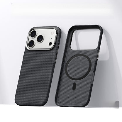 Phone Case: New Magnetic Ultra-thin Kevlar Phone Case Compatible with iPhone 17 Pro Max Fine Grid Pattern Anti-drop Lens Protection Protective Cover