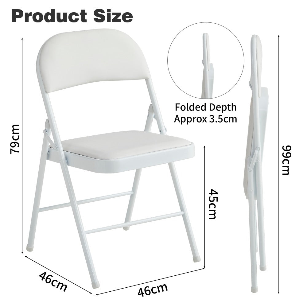 Faux Leather Folding Chairs Set of 4 with Metal Frame & Padded Seat – Foldable Dining, Office & Reception Chairs, Easy Fold & Store, 7 Colours