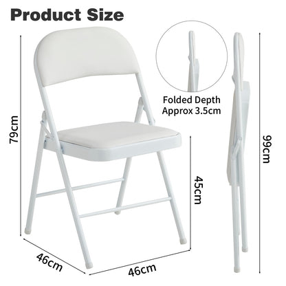 Faux Leather Folding Chairs Set of 4 with Metal Frame & Padded Seat – Foldable Dining, Office & Reception Chairs, Easy Fold & Store, 7 Colours