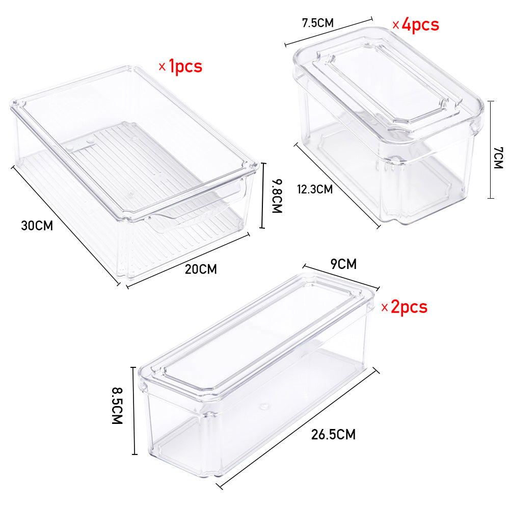 7/10-Pack Clear Stackable Refrigerator Organizer Bins - Multi-Purpose Food Storage Containers for Fridge, Freezer, Pantry - Ideal for Fruits, Vegetables, Meat - Durable PET, Easy to Clean, Fridge Storage Boxes and Containers