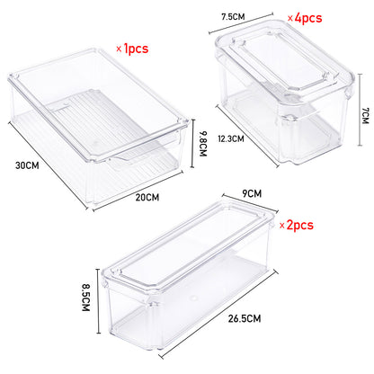 7/10-Pack Clear Stackable Refrigerator Organizer Bins - Multi-Purpose Food Storage Containers for Fridge, Freezer, Pantry - Ideal for Fruits, Vegetables, Meat - Durable PET, Easy to Clean, Fridge Storage Boxes and Containers