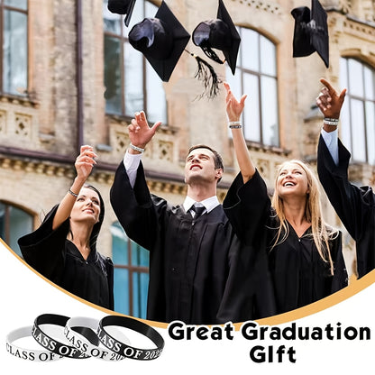 24pcs Class of 2026 Graduation Silicone Wristband, Graduation Wristband 2026 Graduation Celebration Wristband, Graduation Party Souvenir Set Suitable for Graduation Party Commemorative Gifts (Black, White)