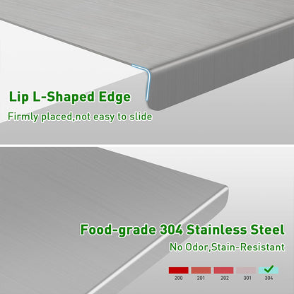 1PC 50*40cm/70*58cm Stainless Steel Chopping Board, Double-Sided Food Grade Stainless Steel, Smooth & Durable for Kitchen & Catering