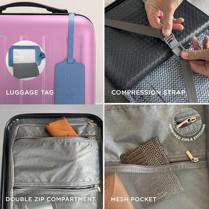 AVIO 55cm Cabin Suitcase – Compact Hard Shell Carry-On with 360° Spinner Wheels, Telescopic Handle & 3-Digit Lock – Lightweight Travel Luggage