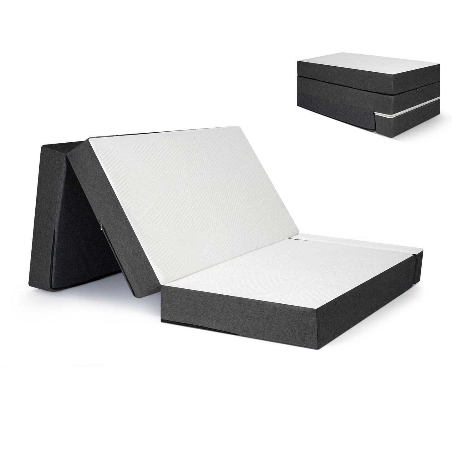 Folding Mattress Single 15cm Tri-Fold Foam Mattress with Removable Washable Cover, Foldable Floor Mattress for Travel, Camping, Guest Bed, Small Spaces