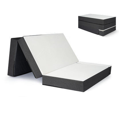 Folding Mattress Single 15cm Tri-Fold Foam Mattress with Removable Washable Cover, Foldable Floor Mattress for Travel, Camping, Guest Bed, Small Spaces