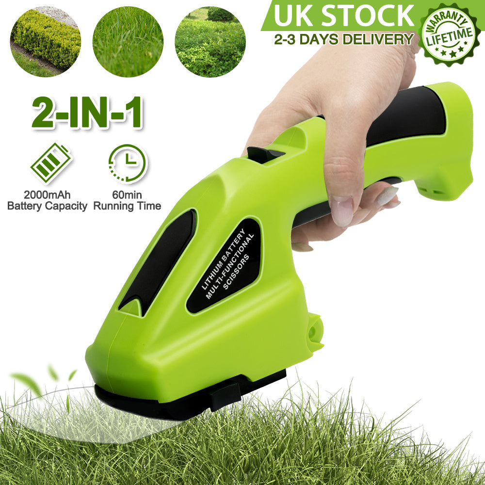 Machine Only Cordless Hedge & Grass Trimmer, Portable 2-in-1 Electric Handheld Hedge Trimmer & Pruner, Handheld Garden Tool Easy to Use for Professionals and Homeowners, Hedge Trimmer Electric, Home Gardening Tool, Comfortable Grip Handle, Durable Constru