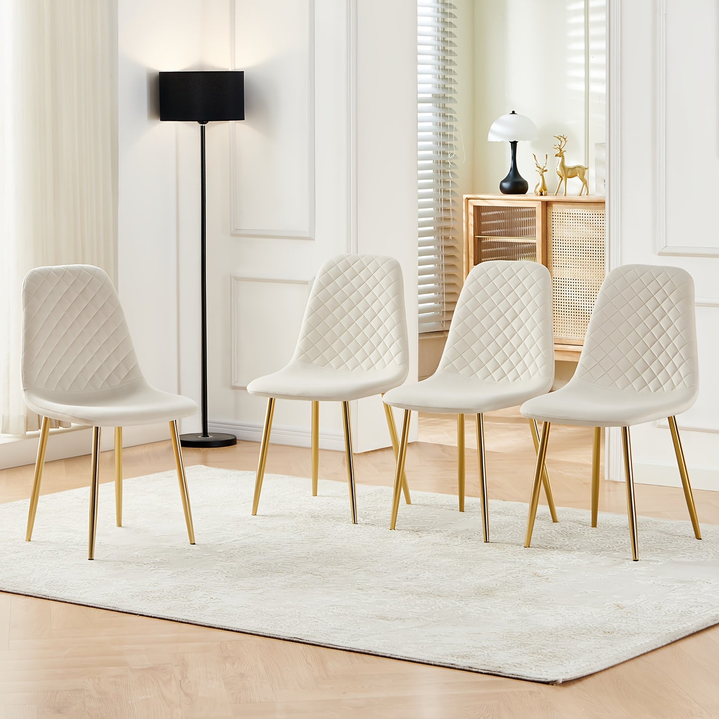 Velvet Dining Chairs Set of 2 or 4 – Upholstered Fabric Seat with Metal Legs, 40x44.5x84cm, 120kg Capacity, Modern Dining Room & Living Room Side Chairs, 16 Colours
