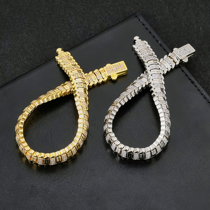ICEDCHICS 1pc 9mm Snake Bone Armband Polygonal Armband Hip Hop Armband Unisex Armband Vatertag Muttertag Weihnachten Valentinstag Geburtstag Jahrestag Geschenk