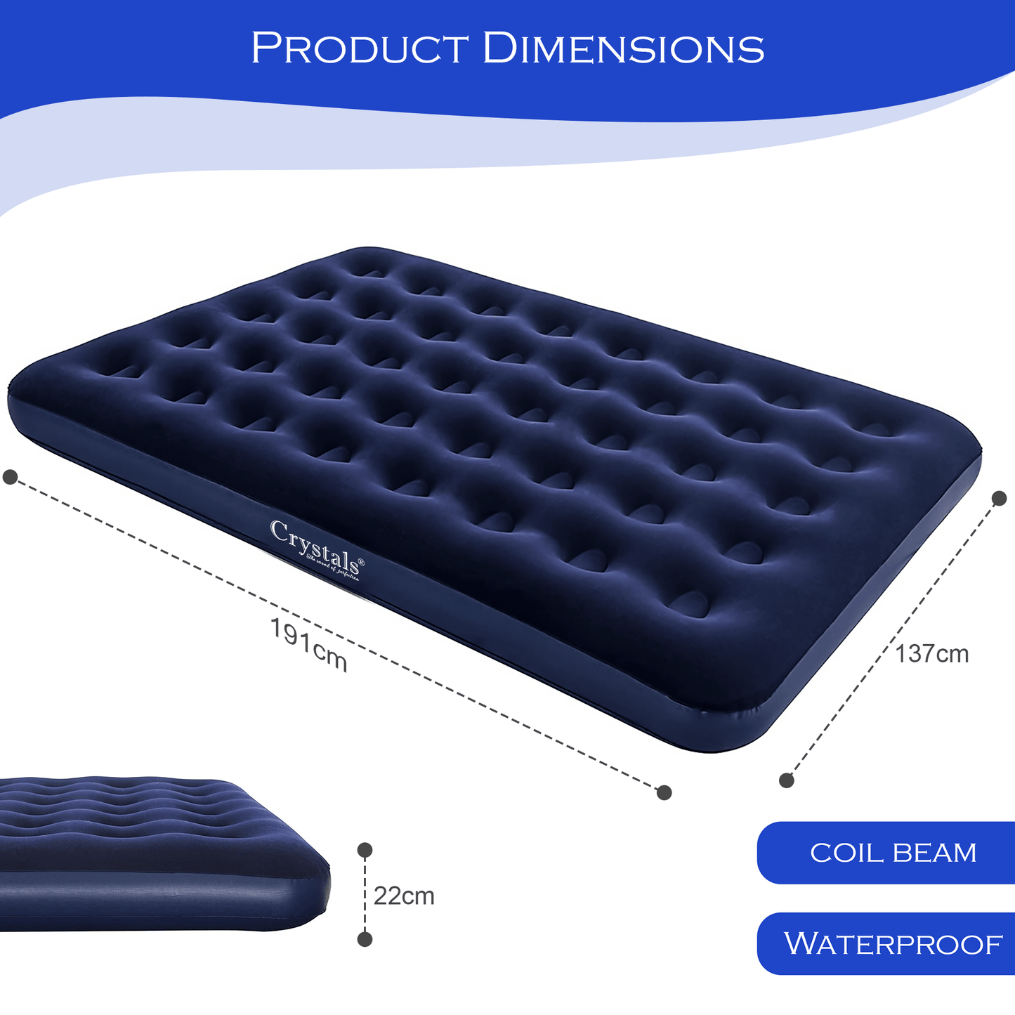 Inflateable Blow Up Airbed, Quick Inflatable Air Mattress for Adults & Kids, Waterproof Camping Mattress, Inflatable Air Bed for Indoor & Outdoor Adventures