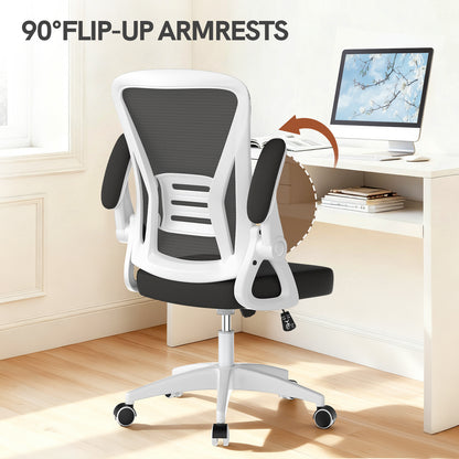 GartistGo Office Chair Ergonomic Desk with 90° Flip-up Armrest Lumbar Support, Height Adjustable Chair, Executive Swivel Computer Padded Seat Cushion for Home/Office