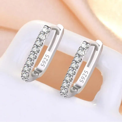 Sparkling Elegance: 925 Sterling Silver Crystal Hoop Earrings