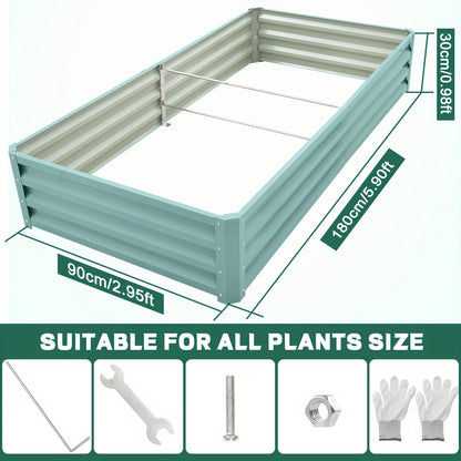 Modern Striped Metal Garden Planter, Oval, Rectangular, Multiple Components, 120Cm X 60Cm X 30Cm, 180 X90 X30Cm, Outdoor Galvanized Steel Raised Bed, Perfect for Growing Fruits, Vegetables, Flowers And Herbs - 1pc