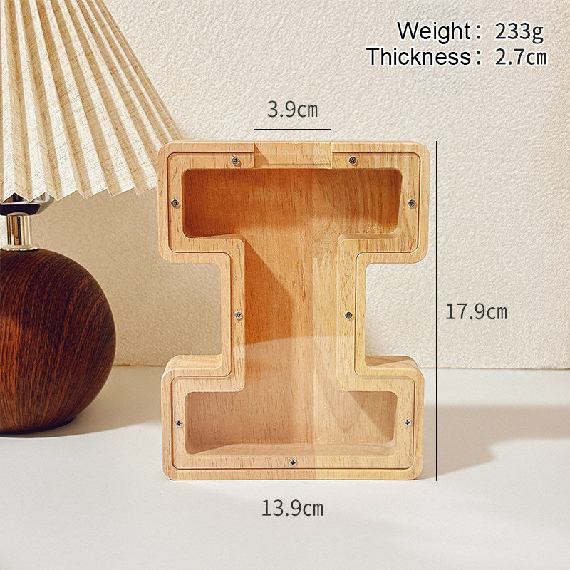 1 unique 18cm*18cm wooden letter jar - 26 creative A-Z letter storage containers, transparent design, birthday gift idea, home decoration, best friend gift, and functional holiday present.