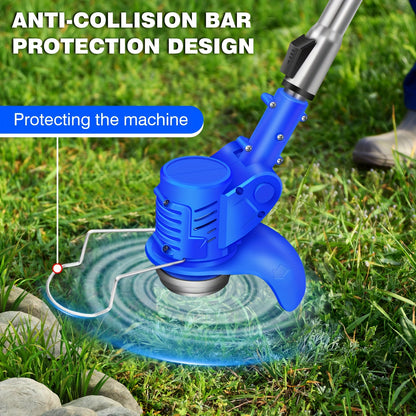 Machine Only Lightweight Cordless Electric Lawn Mower, Adjustable Length with Easy Grip Handle, 2-in-1 Lawn Trimmer