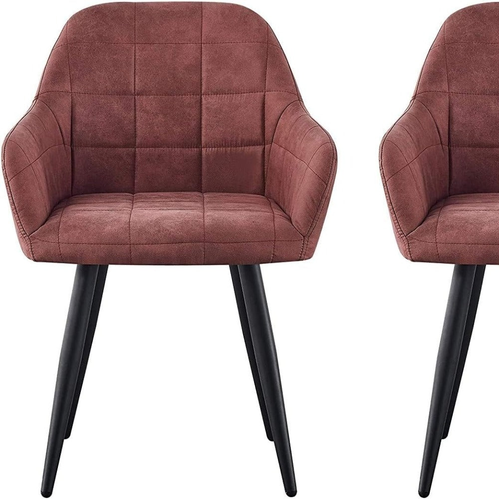High Back Dining Chairs Set of 2 Faux Suede Padded Seat | Metal Legs Anti-Scratch Feet | UK Fire Safety Compliant | Home & Restaurant Use | 4 Colours | Adrian