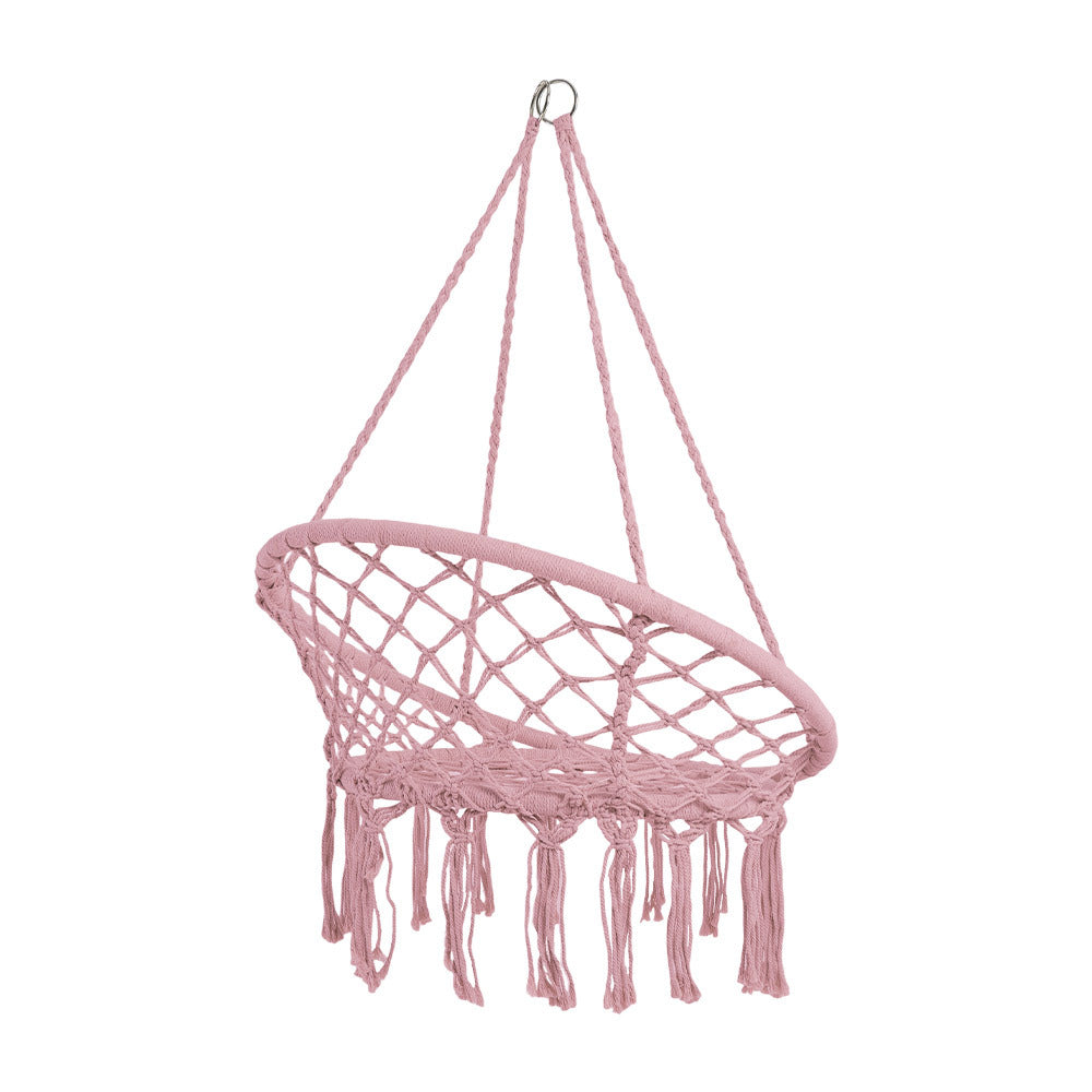 Balcony Rocking Chair, Courtyard Woven Hanging Basket, Hanging Cotton Rope Iron Ring Hanging Chair, Suitable for Indoor, Outdoor, Home, Balcony, Courtyard, Garden, Maximum Load Capacity: 200kg, Material: Iron Ring, Cotton Rope (No Include Cushion)