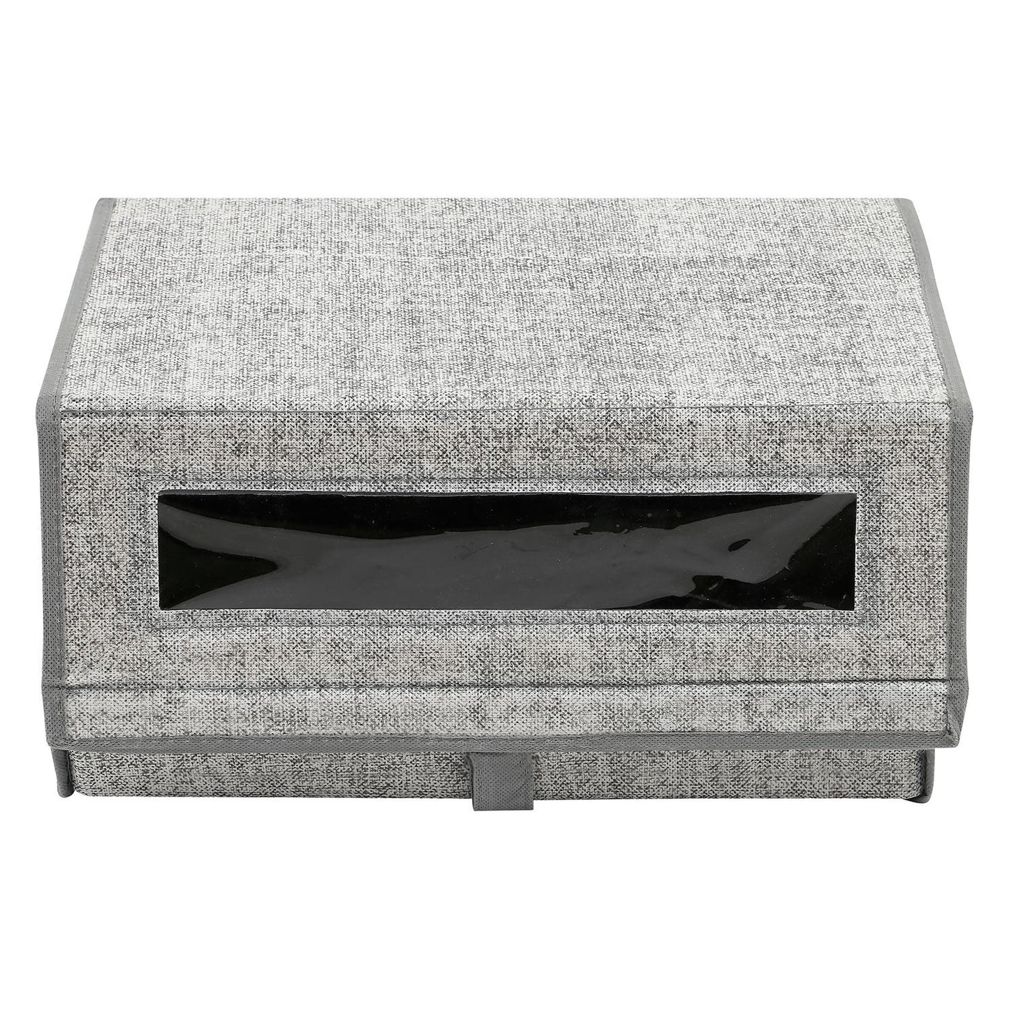 Taylor & Brown Set of 2 Large Fabric Stackable Shoe Storage Boxes with Lid & Transparent Window