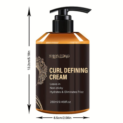 280Ml Curl Cream Containing Moroccan Argan Oil, Castor Oil, Rosemary Essential Oil Defining Curl Cream Increasing Hair Shine And Volume Suitable for Wavy And Curly Hair Moisturizing Hair Deep Care Styling Cream