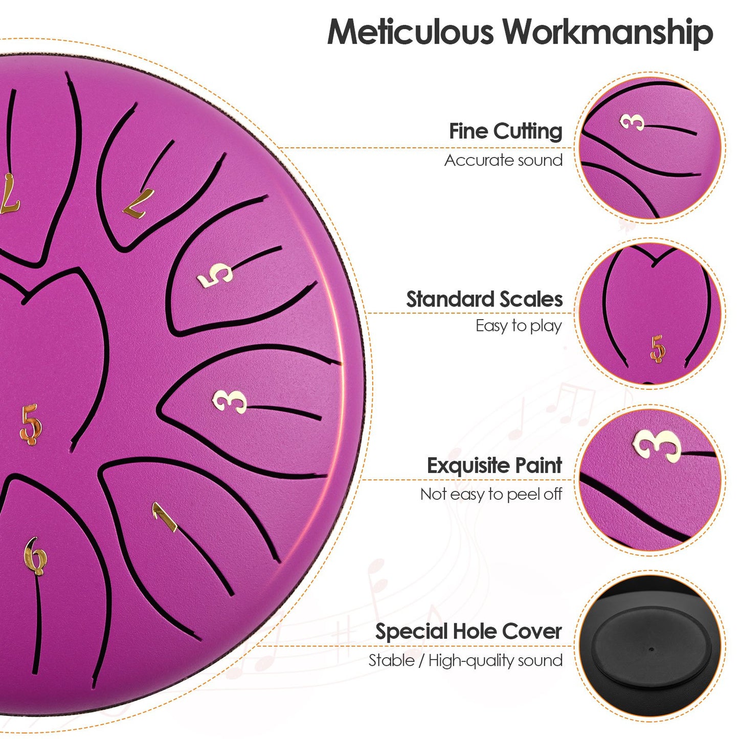 Steel Tongue Drum, 6 Inch 11 Tone Hand Pan Drum, Beginner Percussion Instrument with Carry Bag, Fingerpick, and Mallets for Meditation Yoga Sound Healing
