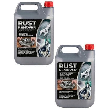 Liquid Rust Remover Solution 5L High Performance Dissolves Rust & Oxidation on Iron Copper Aluminium Chrome Steel Tiles No Scrubbing Required for Cars Home & DIY