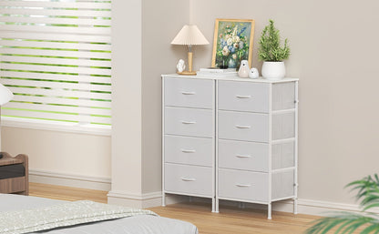 4-Drawer Tall Dresser Storage Cabinet with MDF Wood Top & Metal Frame – Freestanding Vertical Tower Chest of Drawers for Bedroom Living Room 68cm Height 6 Colours