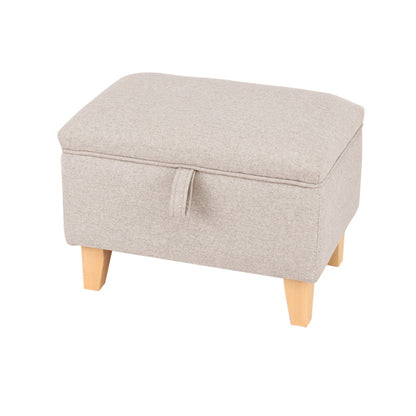 Linen Padded Storage Stool Ottoman Storage Box Footstool Living Room Bedroom Hallway Shoe Stool Footrest