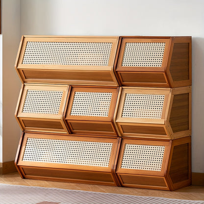 Modern Bamboo Storage Cabinet Suitable for Home & Office - Stackable Desktop & Shelf with Assembly, Bamboo Storage Unit, Space-Saving Modern Furniture (No Wood Components)