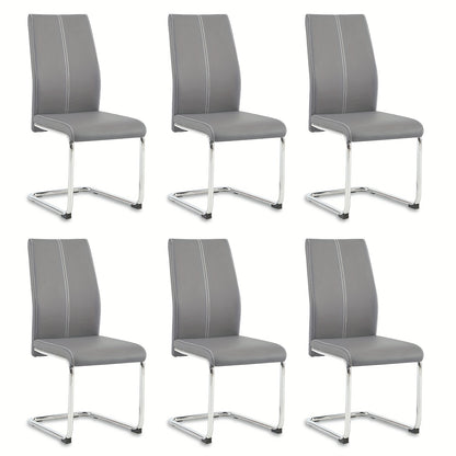 Modern Cantilever Dining Chair - Neutral Leather And Metal Design, Ergonomically Comfortable for Today'S Living Areas