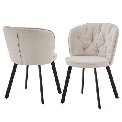 [Modern Fabric Dining Chairs] Set of 2/4 Modern Fabric Dining Chairs | Upholstered High Back with Padded Seat, Sturdy Black Tube Legs - Comfy Kitchen Chairs for Dining Room, Lounge, or Bedroom