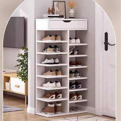 8/9-Tier Heavy-Duty Tall Shoe Rack Cabinet with Drawer, Space-Saving Vertical Shoe Organizer, Narrow Entryway/Bedroom/Office Storage, for Hallway, Closet, Apartment, Bedroom Organization