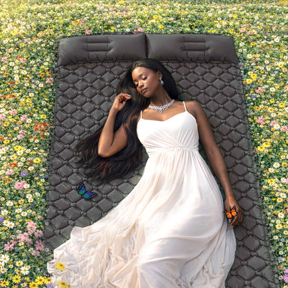 Camping Double Sleeping Pad - Ultra-Light Camping inflatable sleeping pad with Foot Pump, Compact Inflatable Portable Mat for Backpacking, Hiking, Car Travel, Beach, And Tent