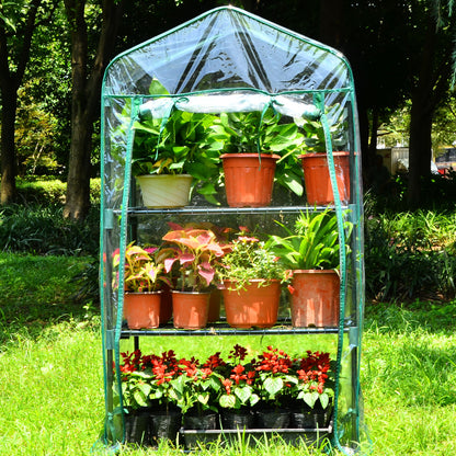 3 Tier Greenhouse, Small Plant Greenhouses, With Transparent Plastic PVC Cover, Indoor outdoor tent garden greenhouse (51 x 45 x 130 cm)