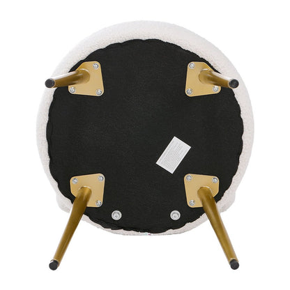Dressing Table Stool with Gold Legs Teddy Plush Comfy Makeup Vanity Stool Chair for Dressing Table Bedroom Living Room Upholstery Medium Backrest Lounge Bedroom Rest Chair