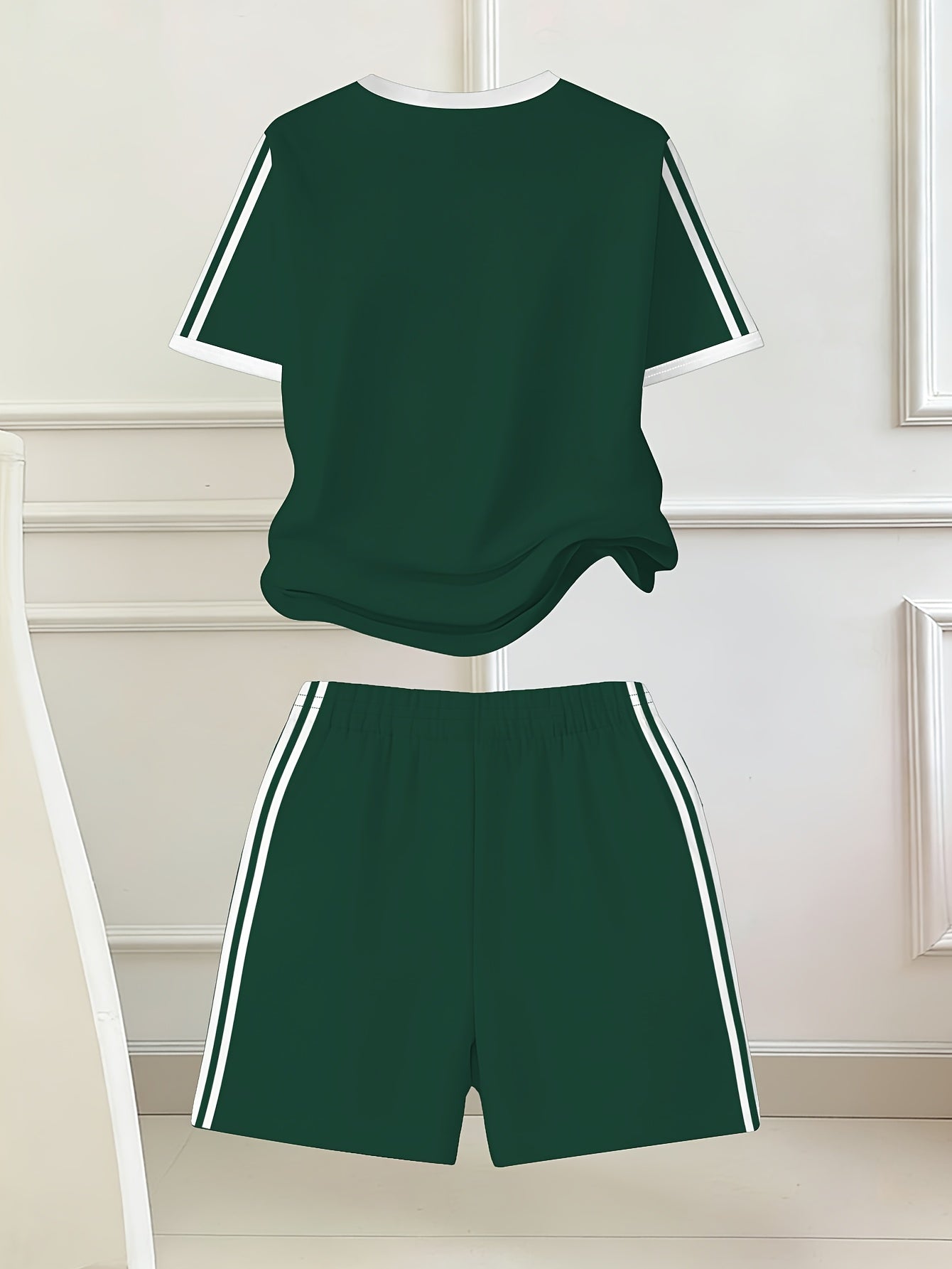 2pcs Set, Easy Bow Print Short Sleeve T-Shirt And Shorts Set, Star Style, Suitable for Spring And Summer, Back-To-School Outfit, Y2K Fashion, Campus Activities, Comfortable Casual, Fashionable And Playful, Hippie Style, Retro Sweet American Style
