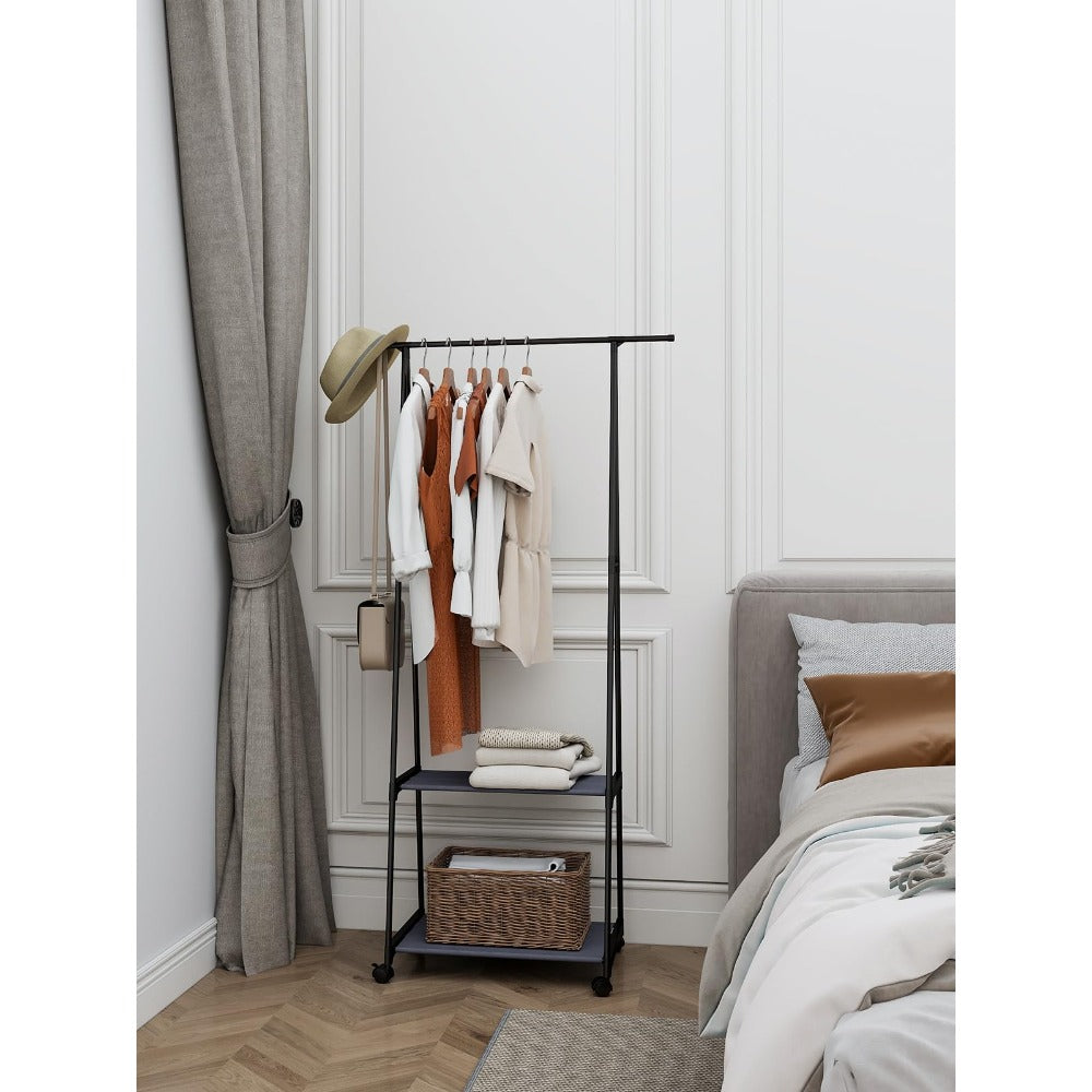 Multifunctional Metal Clothes Hanger with Triangular Wheeled Stand, Mobile Multi-Layer Storage And Organization Rack, Suitable for Home, Kitchen, Wardrobe Organization, Hanging Clothes And Coat Rack - Suitable for Easter, Thanksgiving, Valentine'S Day, Fa