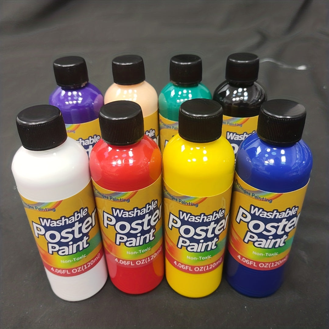 Washable Paints, 8 Colors Large Capacity (4.06fl.oz/120ml), Gifts Professional Art Painting Supplies