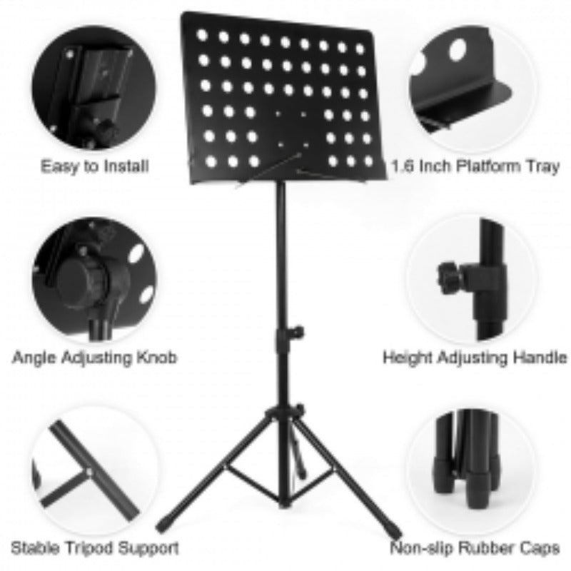 Heavy Duty Orchestral Music Stand Folding Adjustable Sheet Stand Tripod Base