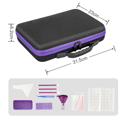 Diamond Painting Storage Box with 60 or 120 Screw-Top Bottles | 282-Piece Accessory Kit with Pens, Trays, Wax & Labels | Portable Diamond Art Organiser Case for Beads & Drills