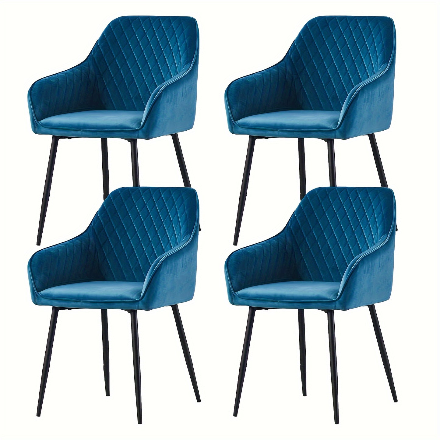 Velvet Dining Chairs with Armrests & Black Metal Legs, Upholstered Armchair 120kg Capacity 43x55x81cm, Set of 1 2 4 or 6 for Dining Room Kitchen Living Room
