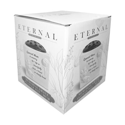 Memorial Rose Bowl Graveside Glazed Flower Vase with 3D Flowers Design, comes Gift Boxed - Special Mum