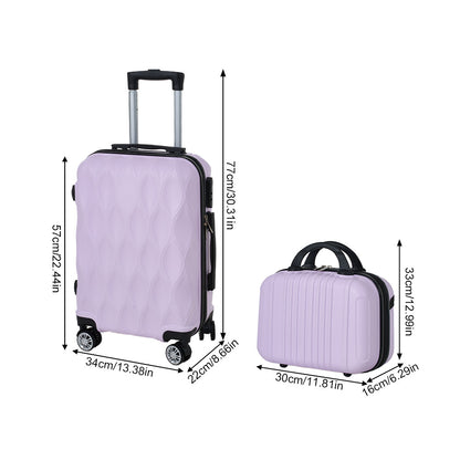 Luggage Sets of 2 Piece, Suitcase Set, Cabin Suitcase with Wheels, Hand Luggage Suitcase and Toiletry Bag with Beauty Case, 20''+14'' Inch