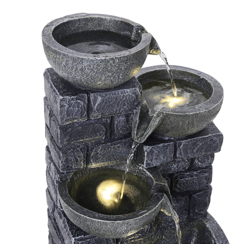 1pc 45cm Solar Outdoor Garden Water features 4 Tier Bowls Cascading Waterfall Fountain for Garden Patio Backyard Deck Porch and Home Art Decor