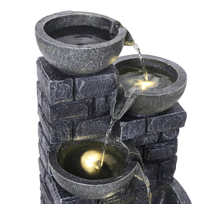 1pc 45cm Solar Outdoor Garden Water features 4 Tier Bowls Cascading Waterfall Fountain for Garden Patio Backyard Deck Porch and Home Art Decor