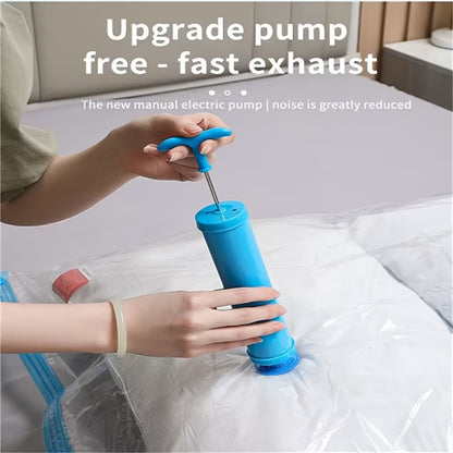 7pcs Extra Large Vacuum Storage Bag Set (40x60cm with 1 Manual Pump) - Space Saving, Sealed Compression, Dustproof and Moistureproof, Suitable for Clothes and Bedding, Ideal for Dorms, Wardrobes, and Moving, Includes 6 Free Drying Bags