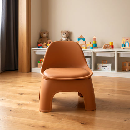 Thickened Plastic Round Stool with Backrest, Portable Low Stool, Modern Minimalist Design, Space-Saving, Suitable for Small Apartments And Balconies, Usable Indoors And Outdoors, Available in Gray, Green, And Orange